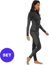 Heatkeeper - Thermo broek/shirt premium dames - Set - Zwart - L - Thermokleding dames