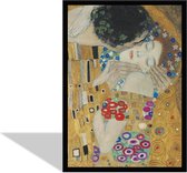 Gustav Klimt ingelijste poster - The Kiss poster - Zwarte houten lijst - Formaat 50 x 70 cm