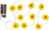 Lichtsnoer - zonnebloemen - geel - 160 cm - op batterij - verlichting