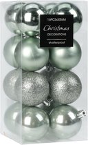 Christmas Decoration kleine kerstballen 24x -3cm-kunststof -mint groen