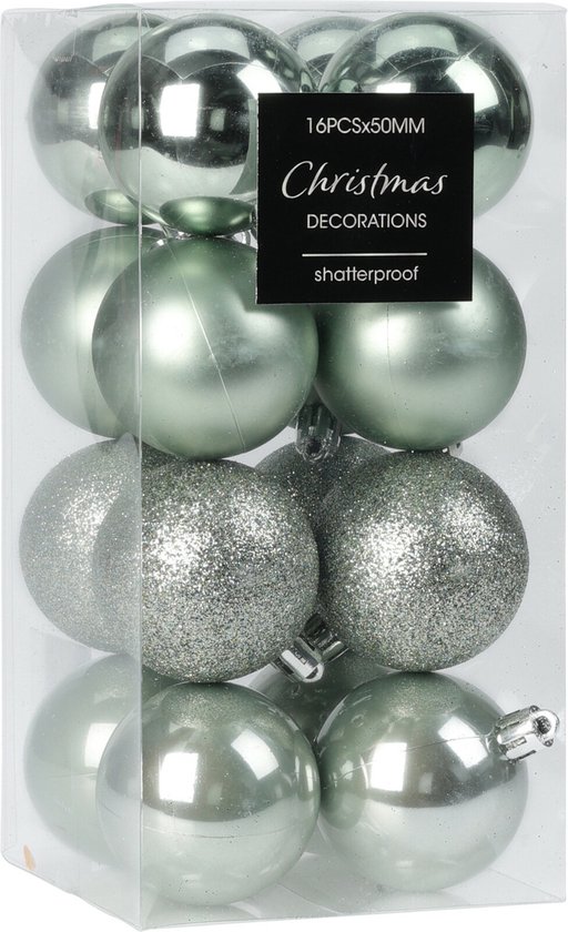 Christmas Decoration kleine kerstballen 24x -3cm-kunststof -mint groen
