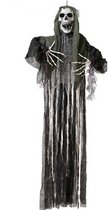 Halloween/horror thema hang decoratie Geest/spook Skelet - met LED licht - enge/griezelige pop - 158 cm