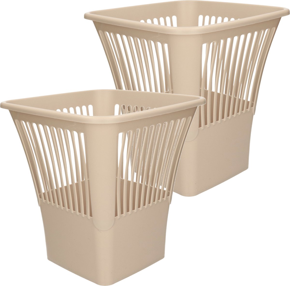 Goedkoopste Plasticforte Afvalbak/vuilnisbak/kantoor prullenbak - 2x stuks - plastic - beige - 30 cm