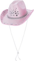 Smiffy's - Cowboy & Cowgirl Kostuum - Glowboy Hoed Licht Roze Met Strass - Roze - Carnavalskleding - Verkleedkleding
