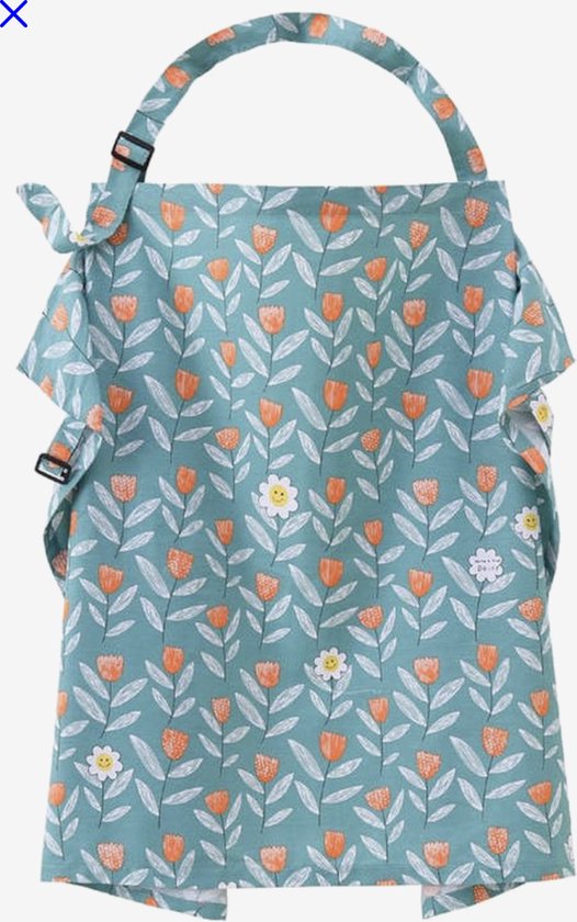 Borstvoedingsdoek - IL BAMBINI - Borstvoedingsdoek - Doek voor afschermen borstvoeding - Groen bloemen