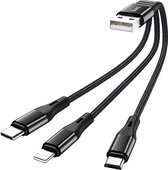 Hoco X47 3-In-1 Charging Cable - (Lightning+Micro+Type-C) - 25CM