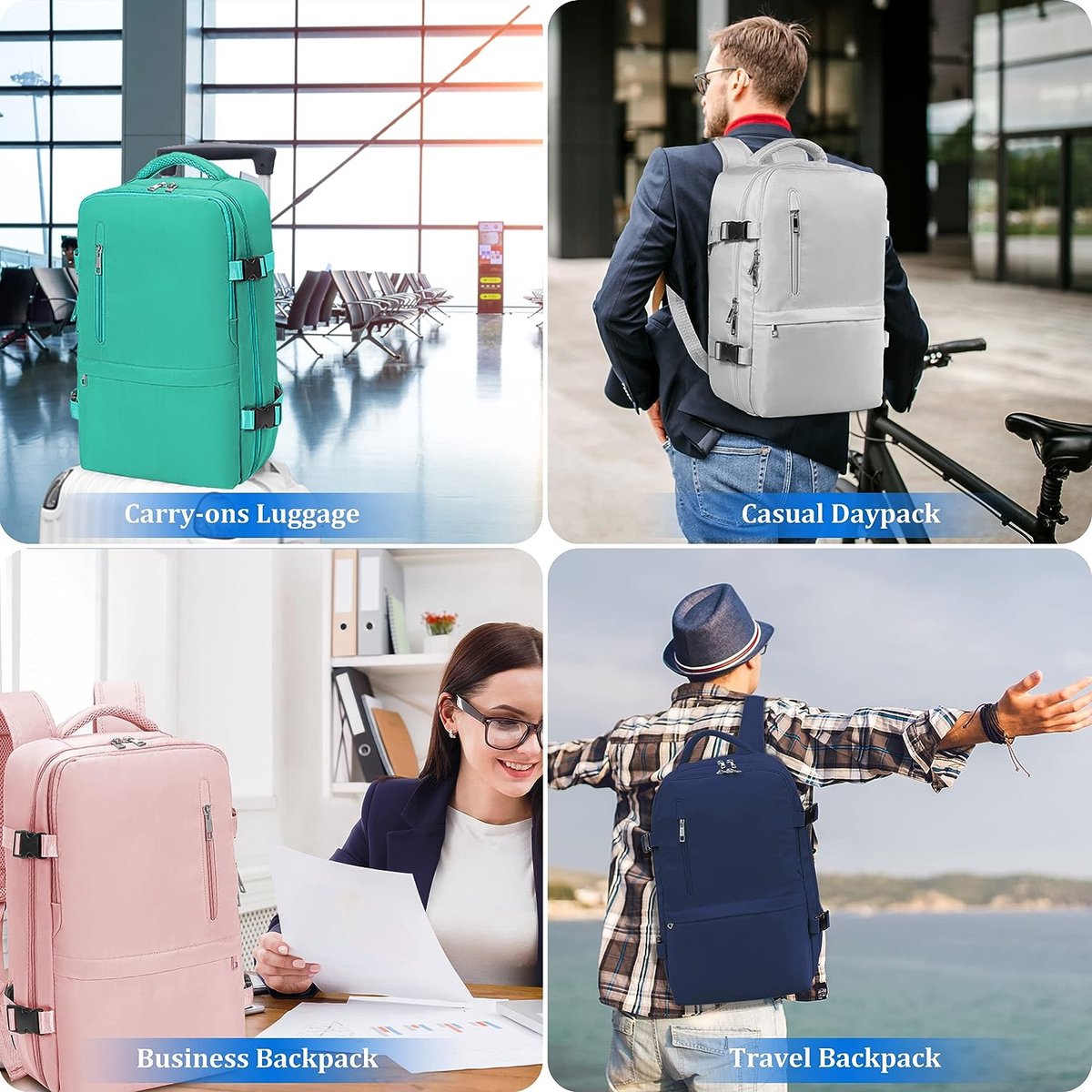 Cmezevi Ryanair Rugzak 40 x 20 x 25 cm, Reisrugzak, Vliegtuig Handbagage Cabine 20L, Rugzak voor Reizen, PC-Rugzak, Tas voor Dames en Heren, Woor school, Werk, Trekking, Roze
