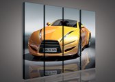 Canvas Schilderij - Auto - Sportauto - Geel - Lamborghini - Inclusief Frame - 120x100cm (lxb) - 4 Luiks