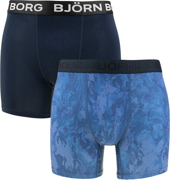 Björn Borg Performance Lange short 2 Pack Blauw Polyester