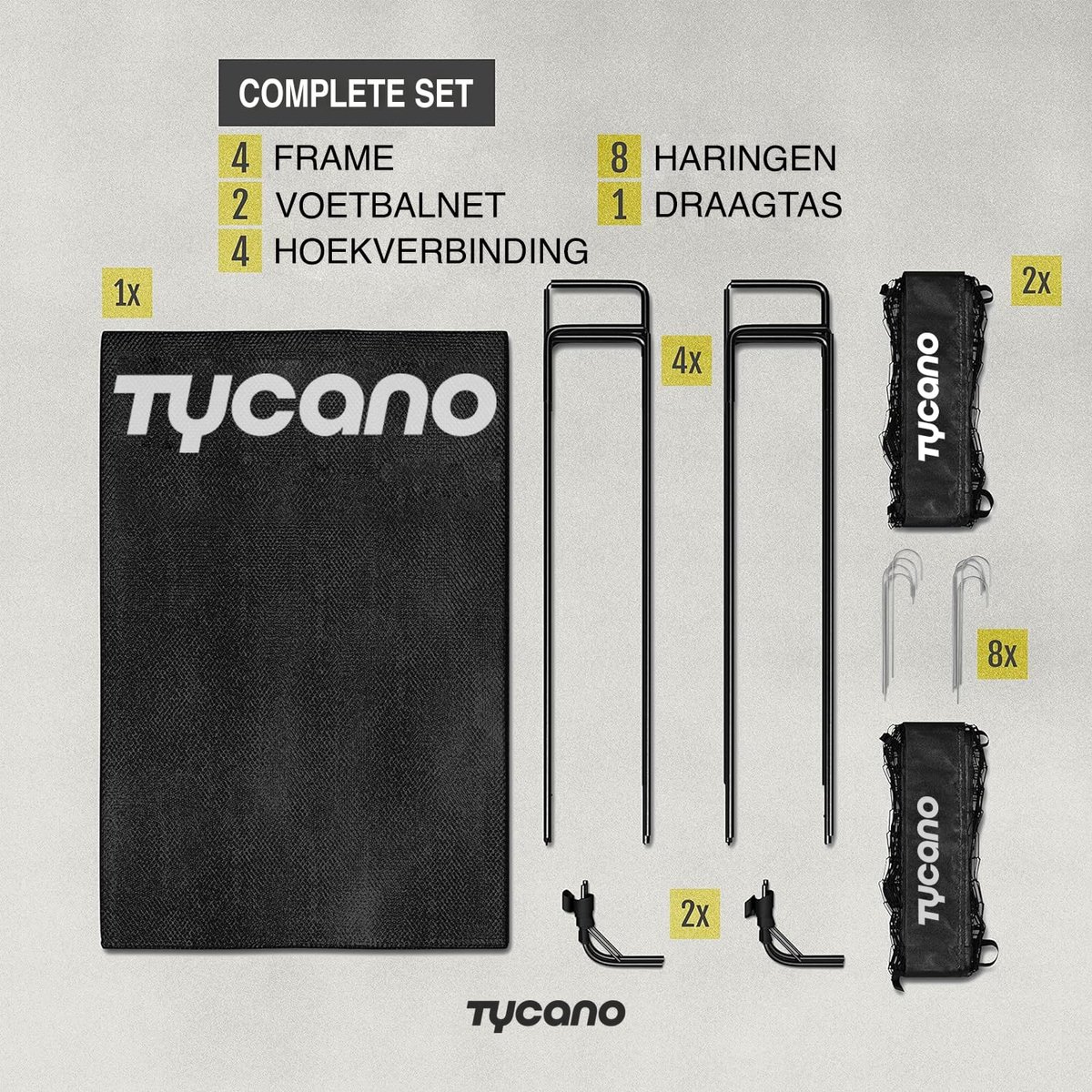 Tycano Pop-Up Voetbaldoelen Set van 2 - Kinderen - Voetbaldoeltjes - Opvouwbaar - 120 x 90 cm - 2 stuks - Zwart — afbeelding 6