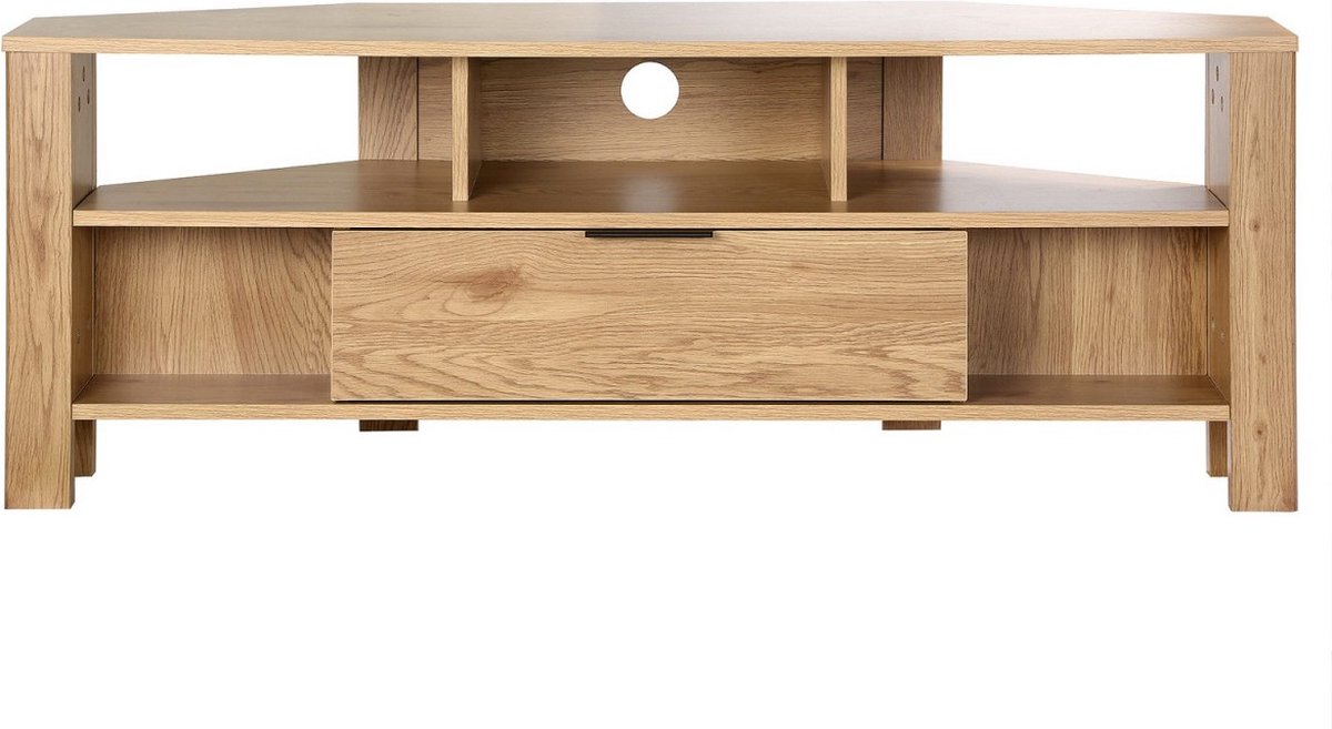 CALICOSY - Hoek TV standaard met 1 dienbladdecor eiken 120x40x45cm