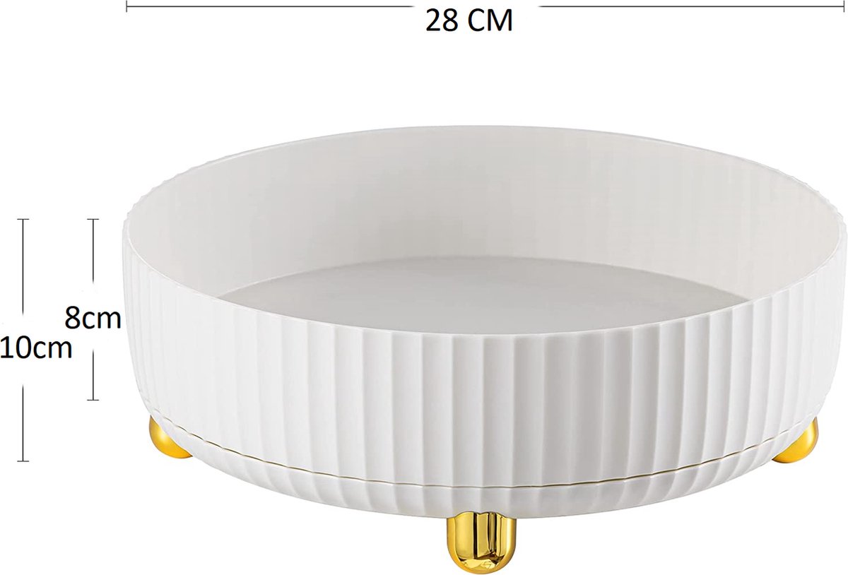 Goedkoopste 360° Roterende Organizer - Keukenorganizer - Cosmetica & Make-Up Draaiplateau - Volledig Roterend Kruidencarrousel - Draaibare Medicatie Opbergbak - Wit & Goud (White&Gold)- Verkrijgbaar in 2 maten