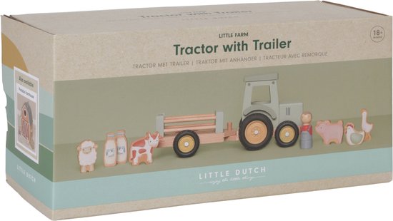 Tracteur Little Dutch avec remorque Little Farm - Véhicule jouet