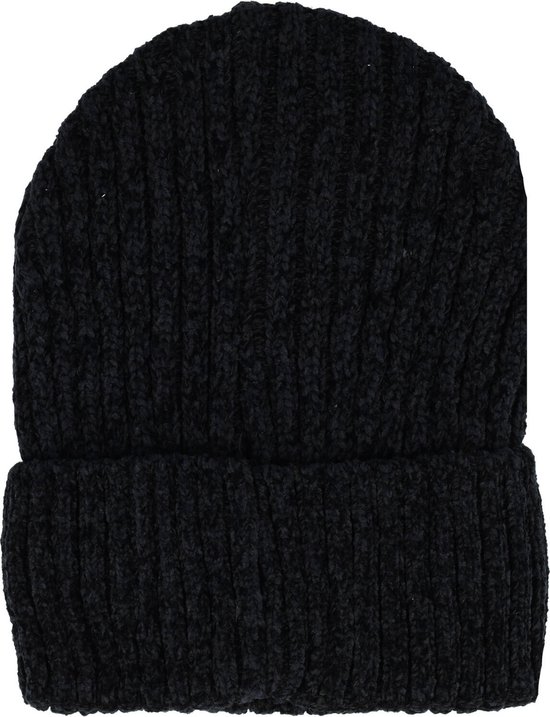 Beanie Muts Knitted Velvet Zwart Winter Zacht Velours