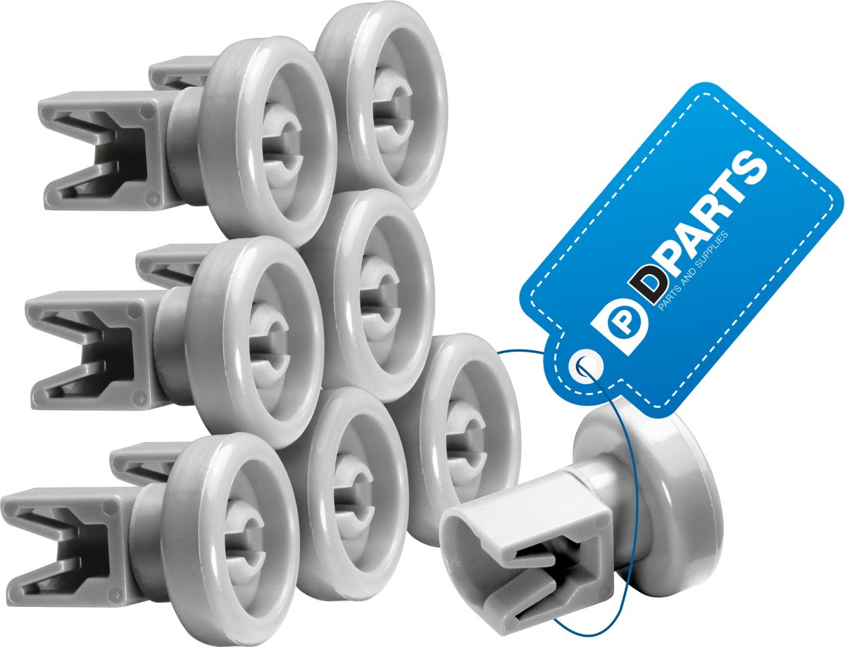Dparts vaatwasser bovenkorf wieltjes - geschikt voor AEG - Zanussi - Electrolux - Ikea - 1 set van 8 stuks - wielset voor rek van afwasmachine - onderrek vaatwasmachine