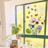 Statisch Raamsticker | Vlinders en Bloemen | Verwijderbaar | Herbruikbaar | Vogelbescherming | Raamfolie | Dubbelzijdig bedrukt | Vlinders | Bloemen | Tuin | Raamdecoratie | Statische Raamdecoratie | Woonkamer | Stickerkamer®