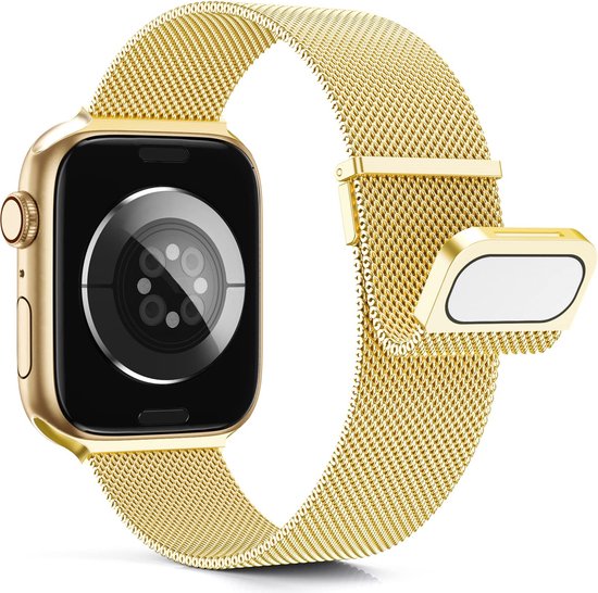 Bracelet milanais By Qubix - Or - Aimant Extra puissant - Convient pour Apple Watch 38 mm - 40 mm - 41 mm