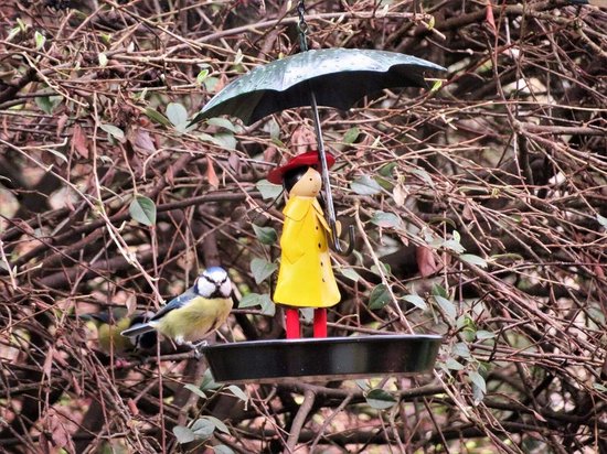 Mangeoire à oiseaux en métal, chaîne suspendue, fille et parapluie, mangeoire  pour