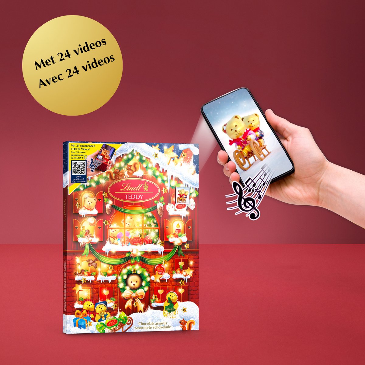 Lindt TEDDY Chocolade Adventskalender 2026 - Interactief voor Kinderen - 170 gram - 24 chocolade verrassingen - Aftellen tot Kerst - Kerstcadeau - Chocolade cadeau – foto 2