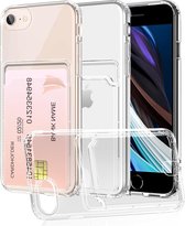 Hoesje Voor iPhone SE 2020 / 7 / 8 Pas Houder Card Holder Siliconen Pasjeshouder Kaart Achterkant Case Cover Coque Transparant
