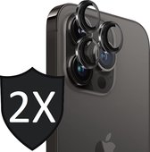 Camera Lens Screen Protector geschikt voor iPhone 15 Pro - 2x Gehard Glas Screenprotector GlassGuard Zwart