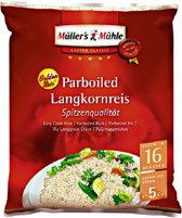Müller's Mühle Golden Parboiled langkorrelige rijst los, topkwaliteit zak van 5 kg