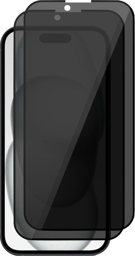Privacy Screenprotector geschikt voor iPhone 15 - 2x Glas Screen Protector FullGuard