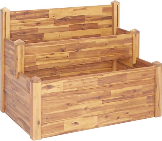 The Living Store Jardinière en bois - 110 x 75 x 84 cm - bois d'acacia massif