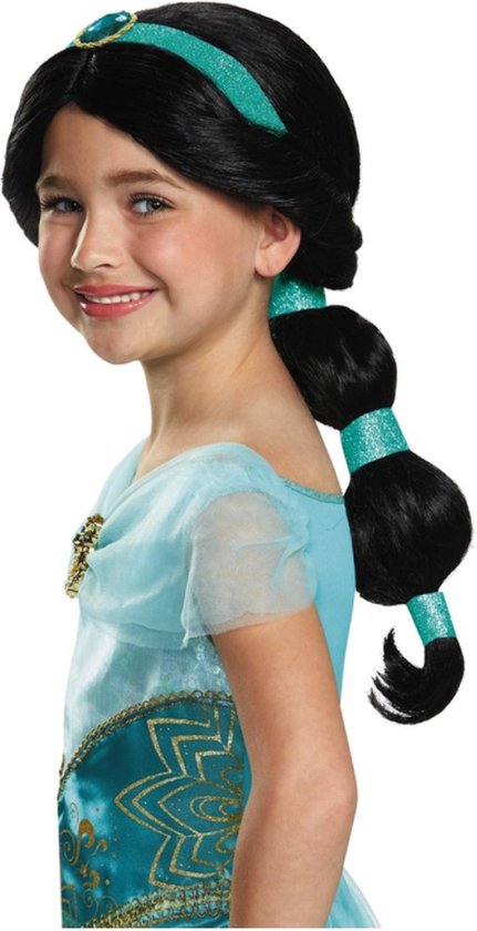 Smiffys - Disney Aladdin Jasmine Pruik Kinderen - Zwart