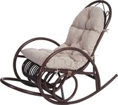 Schommelstoel MCW-C40, rotan fauteuil, bruin ~ crème kussen