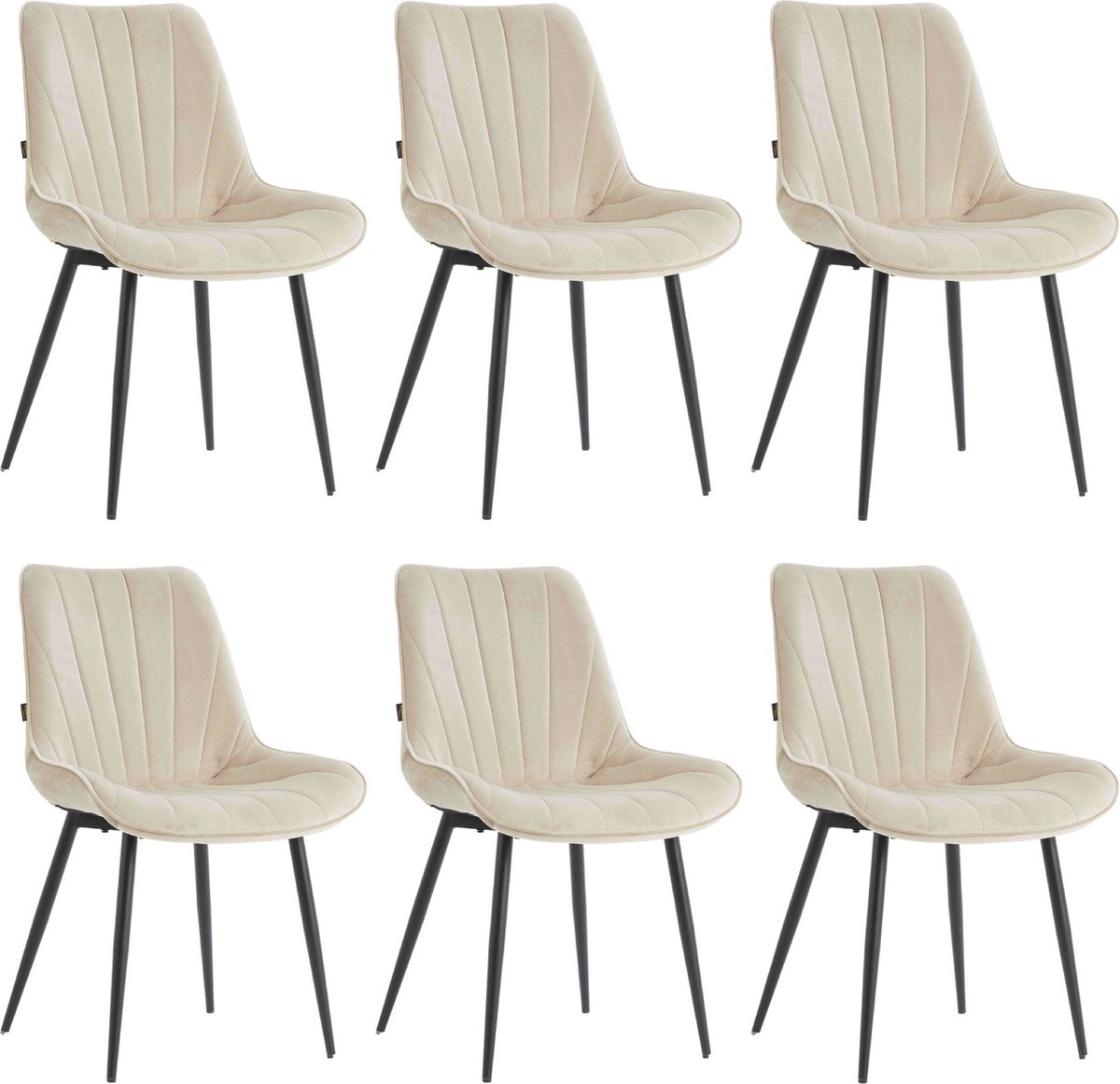 Colenis® - Lesedi Eetkamerstoel - Set Van 6 - Beige - Velvet