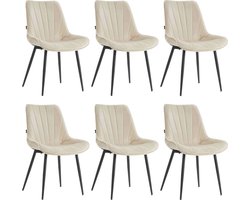 Colenis® - Lesedi Eetkamerstoel - Set Van 6 - Beige - Velvet