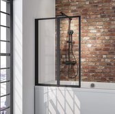 Paroi de baignoire Schulte en 2 parties - 87 x 121 cm - profil noir - verre de sécurité transparent - art. D1332 68 50