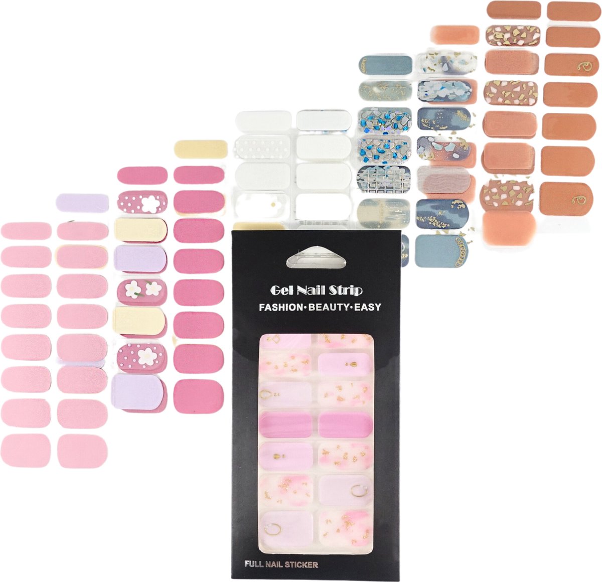 Goedkoopste YUBBI Nail Art Nagel Stickers - Nail Wraps - Stencils - Zelfklevend - 10 Vellen - Pastel Assortiment