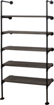 Staande plank MCW-C45, woonkamer plank boekenplank opbergrek, industrieel ontwerp hout metaal, 165x80x28cm ~ grijsbruin
