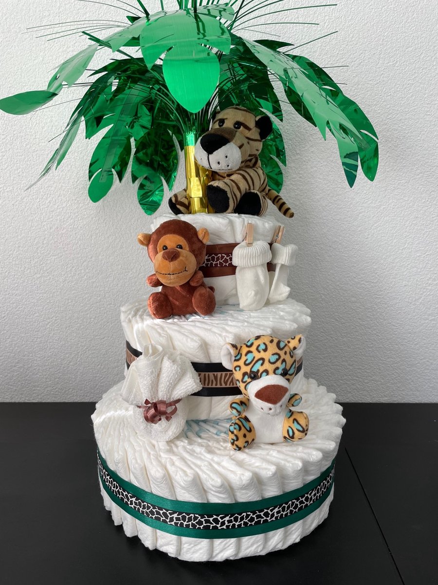 Image of 3-Laags Neutrale Luiertaart Jungle Tijger