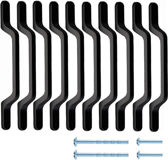 Kastgrepen, zwart, mat, geschikt voor kasten, laden, schoenenrekken, kledingkastgrepen (10, 160 mm)