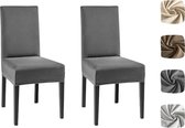 Hoessen voor stoelen set van 2 van 96% katoen & 4% elastaan, stretch stoelhoezen kopen (antraciet, set van 2)