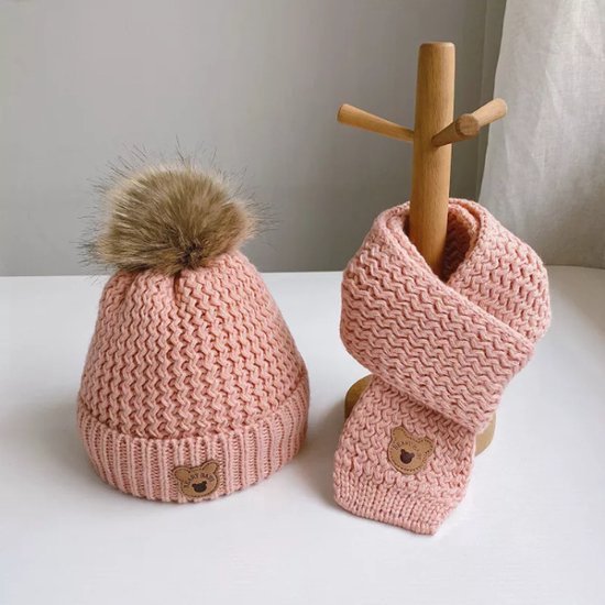 Baby Muts & Sjaal set - winter - meerdere kleuren - 0 tot 6 maanden -