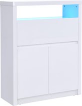Bureau 2 portes - Avec éclairage LED - MDF - Laqué Wit - MELIONA L 105 cm x H 135 cm x P 40 cm