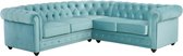 Canapé d'angle en velours CHESTERFIELD - bleu pastel L 220 cm x H 74 cm x P 220 cm