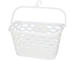 Plasticforte Wasknijpers ophang mandje aan haak - 26 x 15 x 21 cm - wit - kunststof