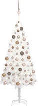 The Living Store kunstkerstboom - levensecht - PE takken - 180 cm - LED-verlichting - wit - inclusief accessoires