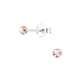 Joy|S - Zilveren oorbellen 3 mm - kristal vintage roze - 3 mm oorknopjes