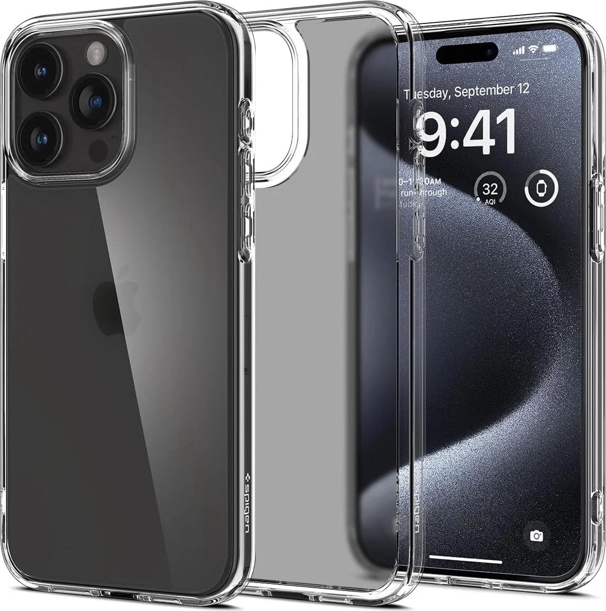 Spigen Geschikt voor Apple iPhone 15 Pro - Ultra Hybrid Back Cover Hoesje - Grijs