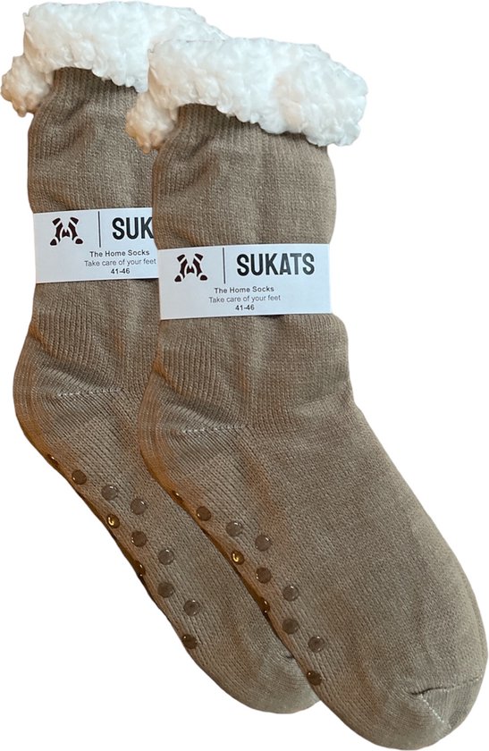 Sukats® Huissokken - Homesocks - Maat 41-46 - Anti-Slip - Fluffy - Heren Huissokken - Slofsokken - Variant 19 - Meerdere Maten en Varianten