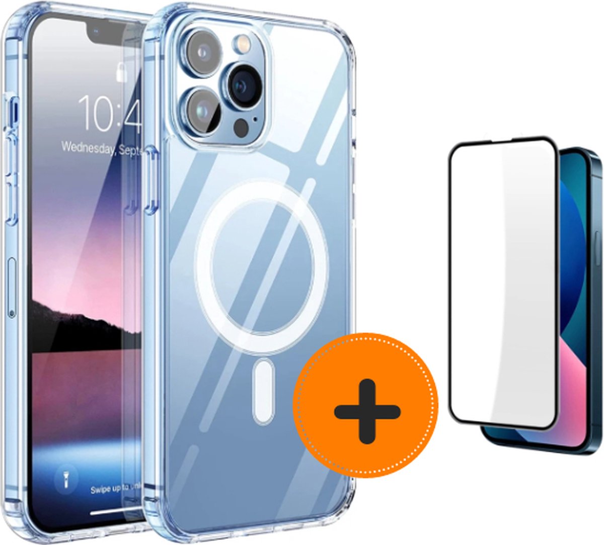 Bundel iPhone 13 Pro Max MagSafe telefoonhoesje inclusief screenprotector- shoptelefoonhoesje - sterke magneet inclusief screenprotector