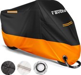 Waterdichte motorhoes, motorzeil, voor buiten, garage, winddichte scooterhoes met 2 riemgespen, verbeterde versie, oranje-zwart, XXXL