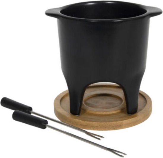 Wvu & Wvo 200 ml keramische chocoladefondueset, chocoladefondue kopje, beker voor het smelten van chocolade, fondueset met vork en theelicht voor kaas, chocolade, boter, karamel