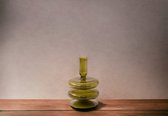 WinQ! – Vrolijke ronde Glas Kaarsenhouder in de kleur Groen. Kandelaar glas 9,5x15cm – Decoratie woonkamer – geschikt voor een Dinerkaars